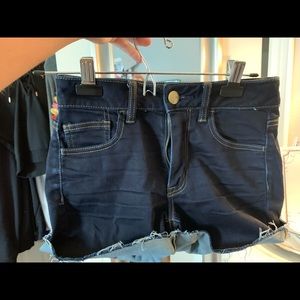 Dark wash denim shorts